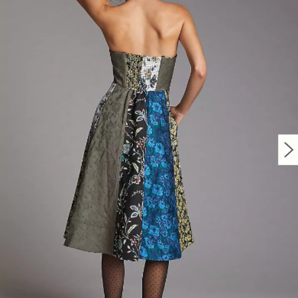 Anthropologie Floral Patchwork Sweetheart Midi Dress Size 14; NWT - Picture 2 of 10